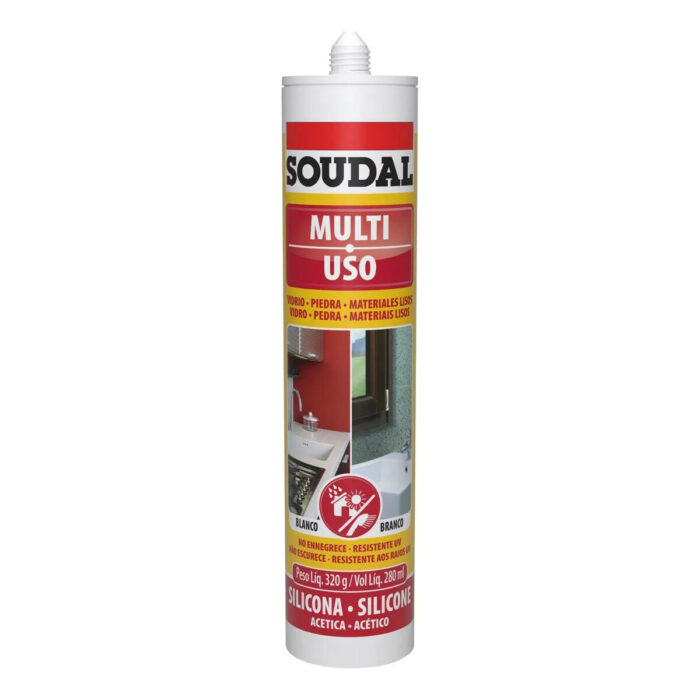 Silicone Acético Soudal Branco 280ml para Áreas Internas